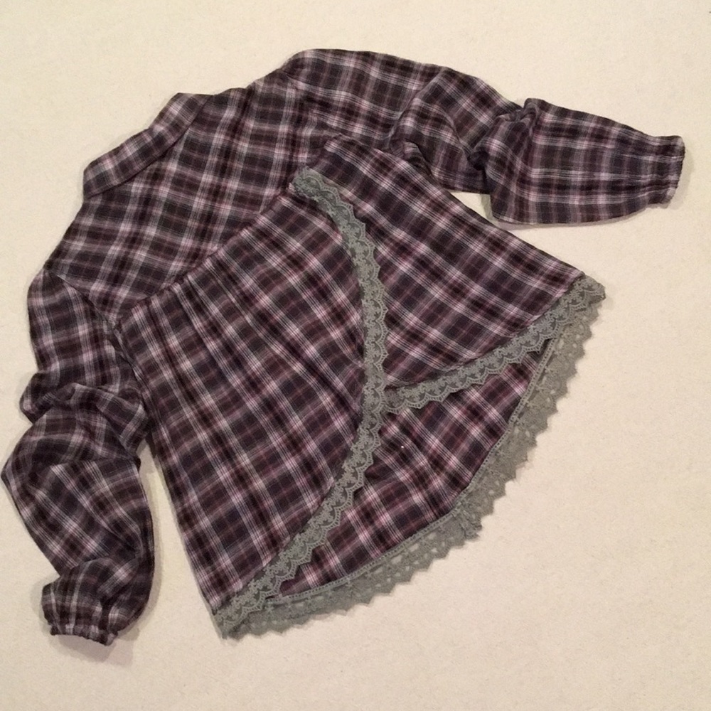 Hippie Laundry Cropped Flannel Lace Shirt M